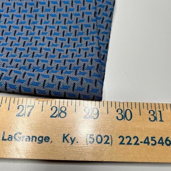 Vintage 70s Men’s Mod Disco Pants Blue Geometric Knit Flare Trousers Falcon Zip - Picture 5 of 15